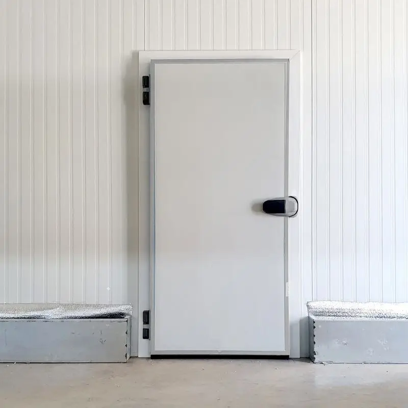 cold storage door / hinged / rotating / steel